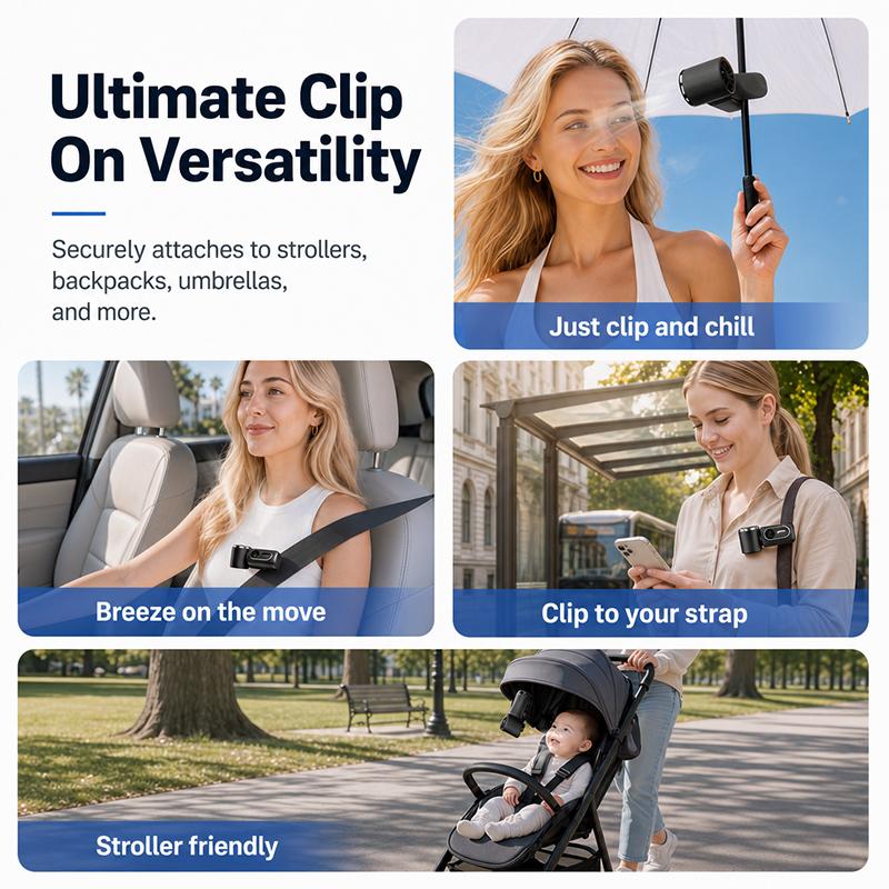 Clip On Mini Fan | 5-Speed Rechargeable for Travel & Camping🧊