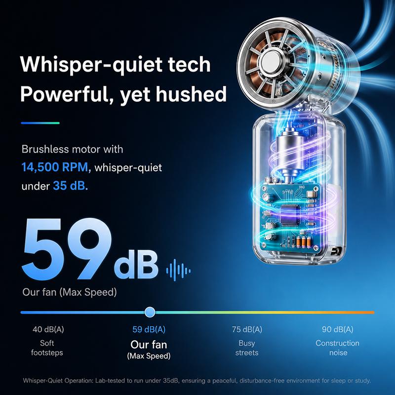 Clip On Mini Fan | 5-Speed Rechargeable for Travel & Camping🧊